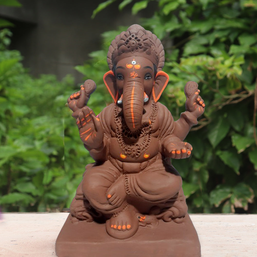 Nakshi Ganpati Murti Red Soil ( 12 inch )