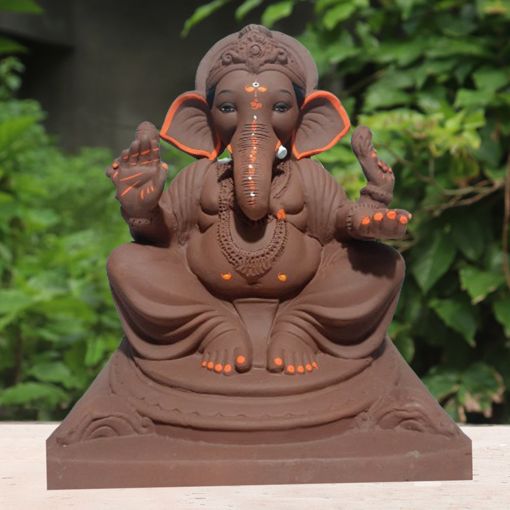 Maysuri Ganpati Murti Red Soli ( 18 inch )