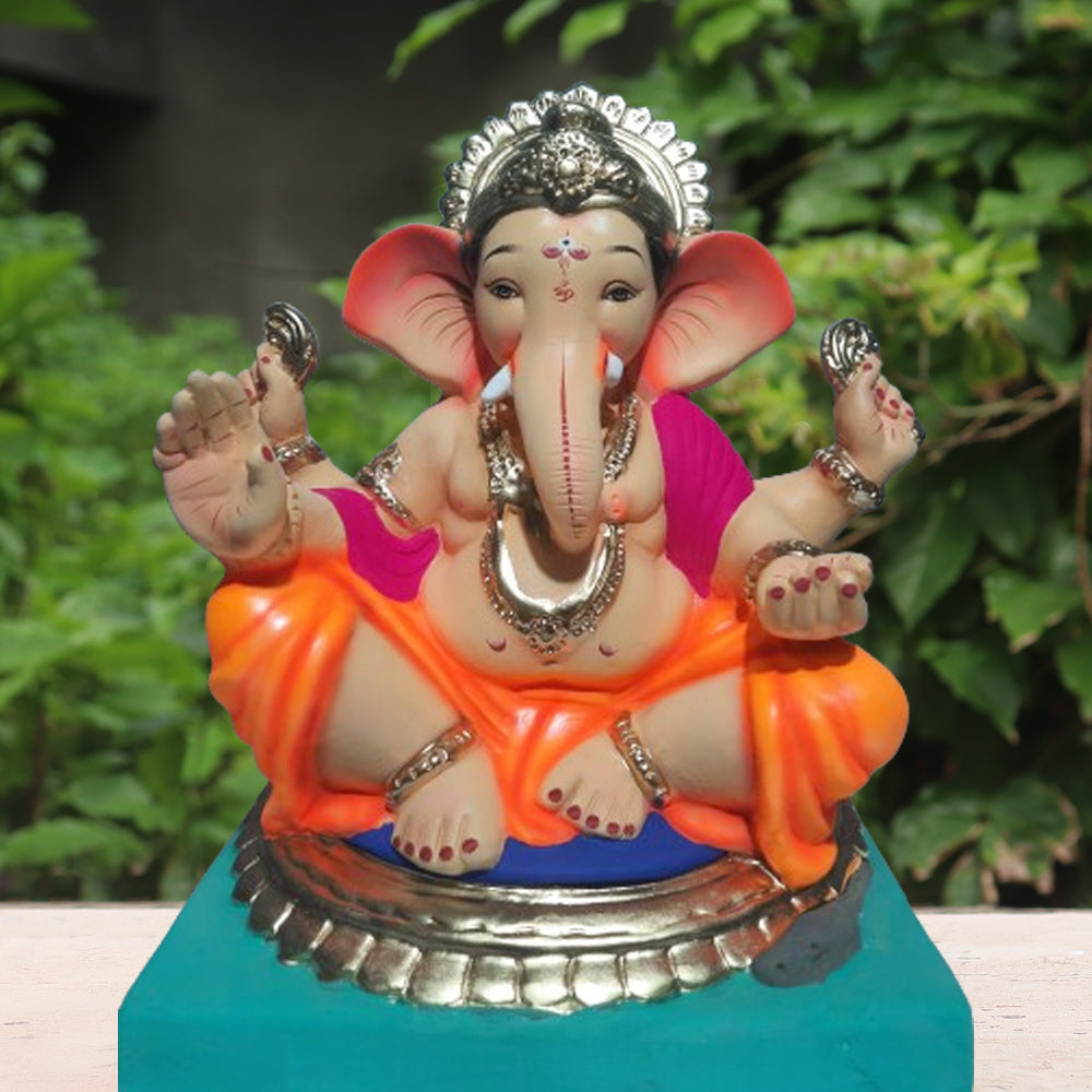 Ganpati Murti Saffron ( 18 inch )